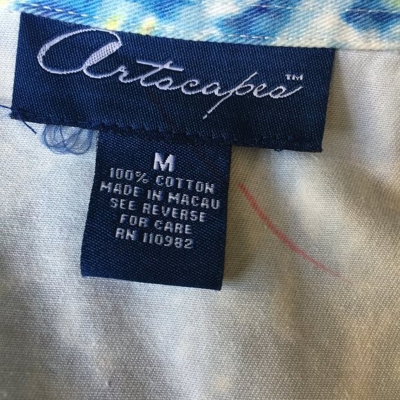 Artscapea Galaxy Print Denim Jacket Vintage 100% Cotton Blue Yellow Orange M - Picture 4 of 12